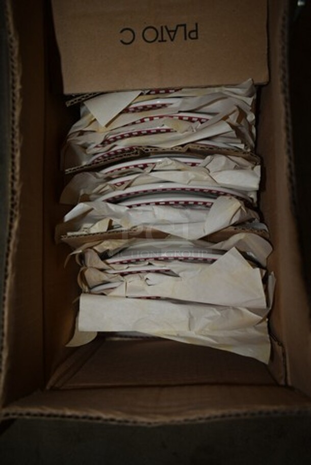6 Boxes of 24 BRAND NEW! Steelite B061 P200 NR Plate 6-1/2" Red Checkerboard Rim. 6 Times Your Bid!  - Image 4 of 5
