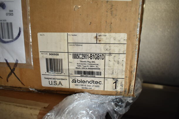 2 BRAND NEW Boxes Including Blendtec C825C11Q-B1GB1A Connoisseur 825 3.8 hp Blender with Sound Enclosure and Blendtec I885C2901-B1GB1D Stealth 885 In-Counter Blender Package With Noise Reduction. 2 Times Your Bid! Tested and Working! - Image 3 of 9