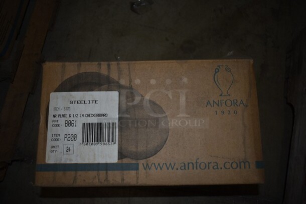 6 Boxes of 24 BRAND NEW! Steelite B061 P200 NR Plate 6-1/2" Red Checkerboard Rim. 6 Times Your Bid!  - Image 2 of 5