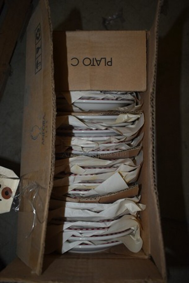 6 Boxes of 24 BRAND NEW! Steelite B061 P200 NR Plate 6-1/2" Red Checkerboard Rim. 6 Times Your Bid!  - Image 4 of 5