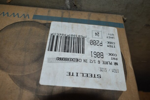 6 Boxes of 24 BRAND NEW! Steelite B061 P200 NR Plate 6-1/2" Red Checkerboard Rim. 6 Times Your Bid!  - Image 5 of 5