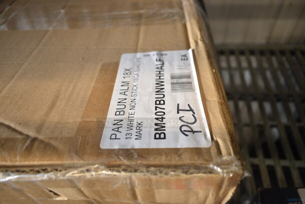 2 Box of 8 BRAND NEW SCRATCH AND DENT! Baker's Lane 407BUNHALFWH Half Size 18 Gauge Non-Stick 13" x 18" White Wire in Rim Aluminum Bun / Sheet Pan / Tray. 2 Times Your Bid!  - Image 3 of 5