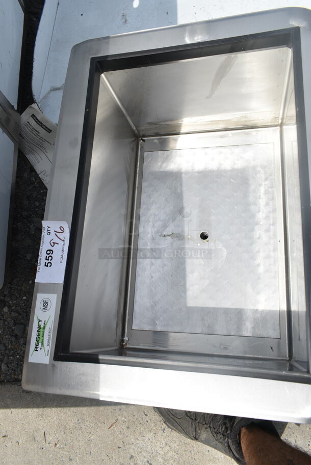 BRAND NEW SCRATCH AND DENT! Regency 600IB2418CP 18" x 24" Stainless Steel Drop-In Ice Bin with 7 Circuit Post-Mix Cold Plate. No Lid.  - Image 4 of 5