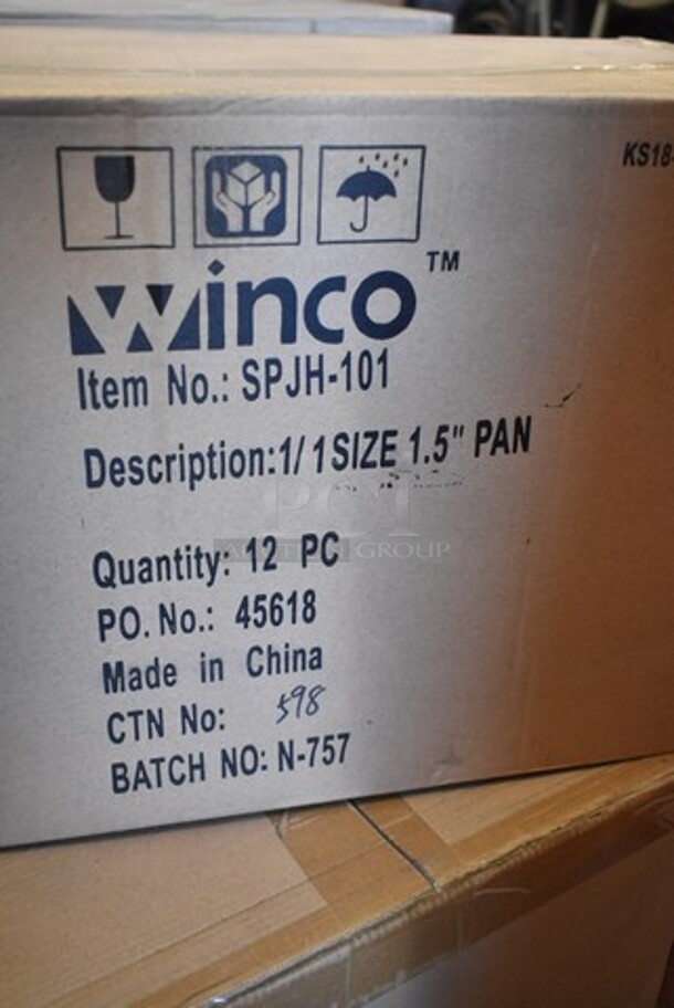 7 Boxes of 12 BRAND NEW! Winco SPJH-101 Stainless Steel Full Size Steam Pan / Drop In Bin. 1/1x1.5. 7 Times Your Bid! - Image 3 of 3