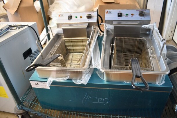 BRAND NEW SCRATCH AND DENT! 2023 Cooking Performance Group CPG 351EF302 Stainless Steel Electric Powered 30 lb. Dual Tank Heavy-Duty Countertop Fryer w/ 2 Metal Fry Baskets. 208-240 Voltas, 1 Phase.  - Image 2 of 8