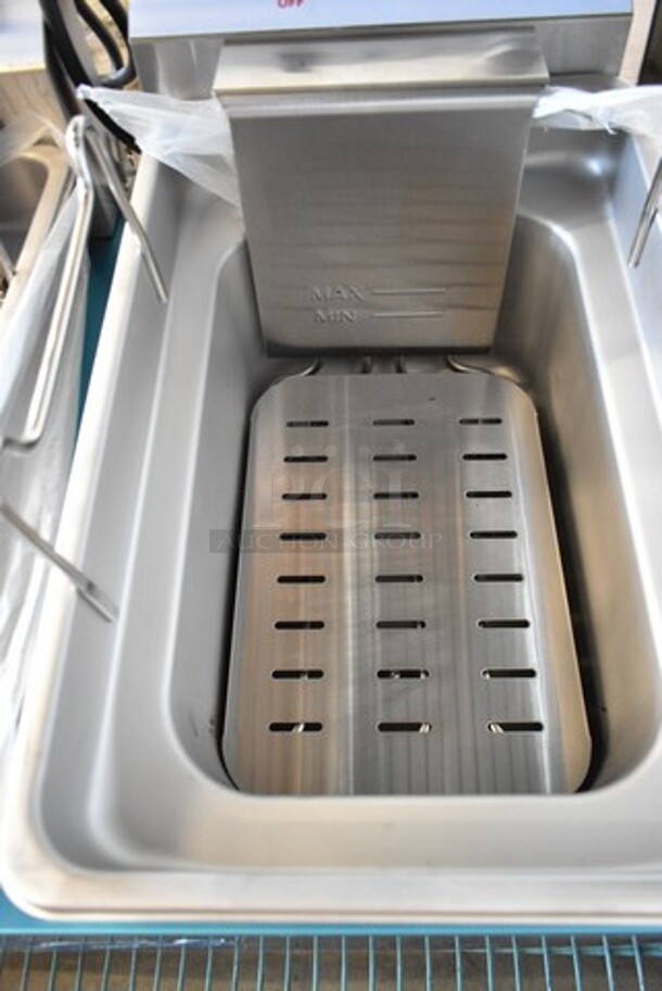 BRAND NEW SCRATCH AND DENT! 2023 Cooking Performance Group CPG 351EF302 Stainless Steel Electric Powered 30 lb. Dual Tank Heavy-Duty Countertop Fryer w/ 2 Metal Fry Baskets. 208-240 Voltas, 1 Phase.  - Image 4 of 8