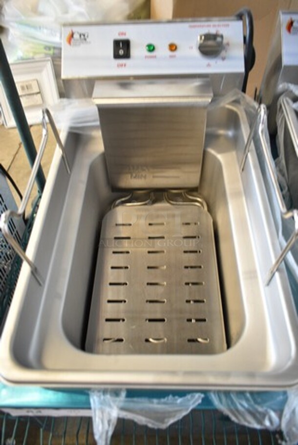 BRAND NEW SCRATCH AND DENT! 2023 Cooking Performance Group CPG 351EF302 Stainless Steel Electric Powered 30 lb. Dual Tank Heavy-Duty Countertop Fryer w/ 2 Metal Fry Baskets. 208-240 Voltas, 1 Phase.  - Image 6 of 8