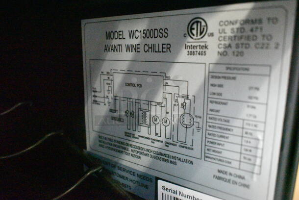 Avanti WC1500DSS Stainless Steel Commercial 30 Bottle Wine Cellar Merchandiser. 115 Volts, 1 Phase. Tested and Working! - Image 4 of 5