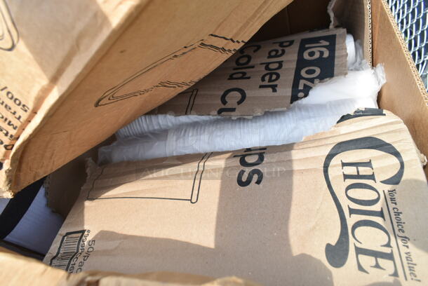 PALLET LOT of 15 BRAND NEW Boxes Including 395SP10 EcoChoice Compostable Sugarcane / Bagasse 10" x 10" Square Plate, 50016W Choice 16 oz. White Poly Paper Hot Cup - 1000/Case, 127PE409BULK Choice Translucent Deli Lid Flush Fit - 500/Case, 130BFORKWP Individually Wrapped Medium Weight Black Plastic Fork, 999PCC16 Choice 16 oz. Poly Paper Cold Cup - 50/Pack, 50016W White Poly Paper Hot Cup, 1340225.002 American Standard 1.0 GPM Deck-Mount Metering Faucet with 4" Centers. 15 Times Your Bid! - Image 11 of 12