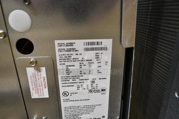 BRAND NEW SCRATCH AND DENT! 2023 Ice-O-Matic CIM1136HR5 Stainless Steel Commercial Ice Machine Head. 208-230 Volts, 1 Phase.  - Image 7 of 7