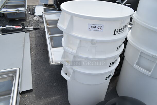 4 BRAND NEW SCRATCH AND DENT! Lavex White Round Commercial Trash Can. 4 Times Your Bid! - Image 2 of 2