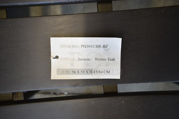 40 BRAND NEW SCRATCH AND DENT! BFM Seating PH301CBR-BZ Metal Brown Teak Finish Patio Arm Chair. 40 Times Your Bid!  - Image 7 of 7