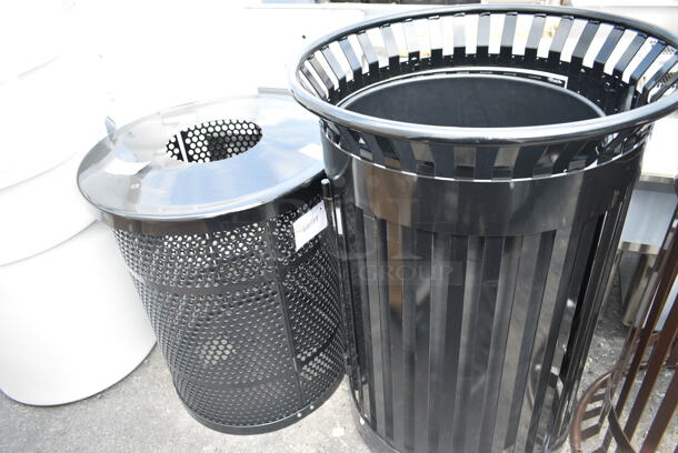 2 BRAND NEW SCRATCH AND DENT! Black Metal Trash Can Shell Including 475TCPM32BKBODY. 2 Times Your Bid! - Image 2 of 5