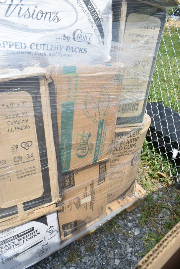 PALLET LOT of 28 BRAND NEW Boxes Including 3 Box 130ROLLKFSBK Visions 17" x 17" White Pre-Rolled Linen-Feel Napkin and Black Heavy Weight Plastic Cutlery Set - 100/Case, 3 Box 177ITD5GSMV Avantco ITD5-GS-MV 5 Gallon Slim Iced Tea Dispenser with Stainless Steel Valve, 500MFTN Lavex Natural Brown Kraft M-Fold (Multifold) Towel - 4000/Case, 760SOUP6WPA Choice 6 oz. White Double Poly-Coated Paper Food Cup with Vented Paper Lid - 250/Case, 500TW12 Choice 12 oz. Translucent Thin Wall Plastic Cold Cup - 1000/Case, 185403114D Beverage-Air 403-114D Stepped Divider for DW Series Bottle Coolers - 9 1/4" x 22 1/4". 28 Times Your Bid! - Image 7 of 12