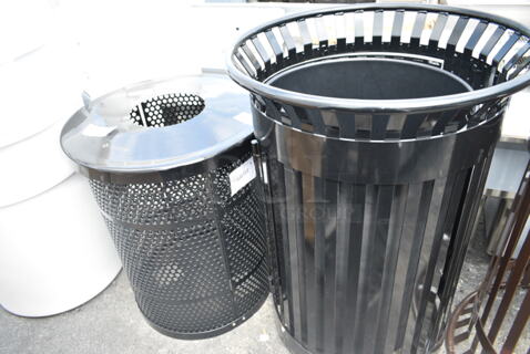 2 BRAND NEW SCRATCH AND DENT! Black Metal Trash Can Shell Including 475TCPM32BKBODY. 2 Times Your Bid!