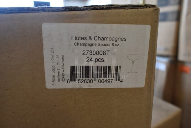 3 Boxes of 24 BRAND NEW! Stolzle 2730008T Fleur De Lis 8 Oz. Champagne Saucer Glass. 3 Times Your Bid!  - Image 3 of 3