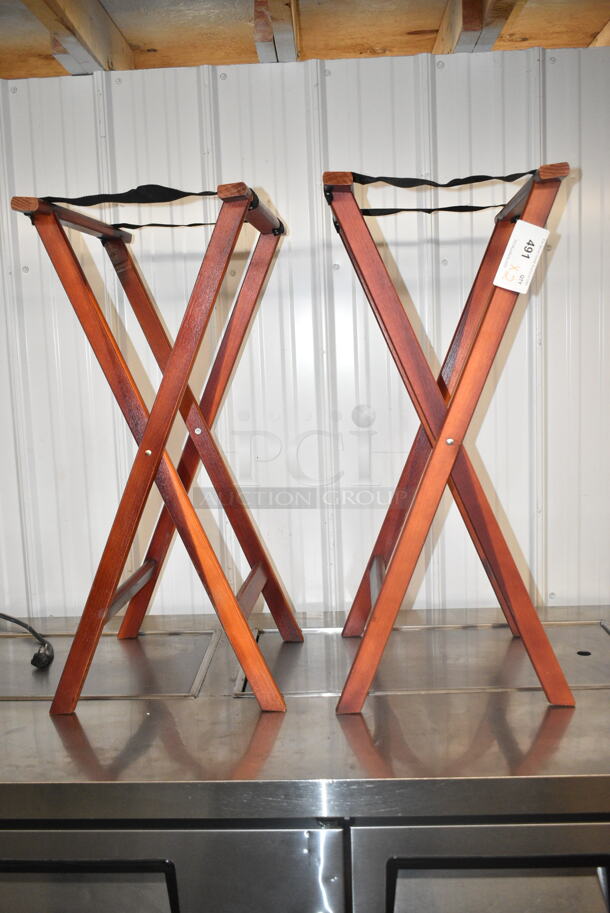 2 Wooden Serving Tray Stands. 2 Times Your Bid! - Image 2 of 4