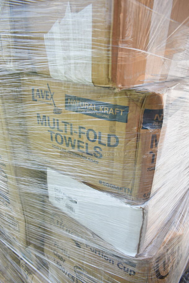 PALLET LOT of 28 BRAND NEW Boxes Including 3 Box 130ROLLKFSBK Visions 17" x 17" White Pre-Rolled Linen-Feel Napkin and Black Heavy Weight Plastic Cutlery Set - 100/Case, 3 Box 177ITD5GSMV Avantco ITD5-GS-MV 5 Gallon Slim Iced Tea Dispenser with Stainless Steel Valve, 500MFTN Lavex Natural Brown Kraft M-Fold (Multifold) Towel - 4000/Case, 760SOUP6WPA Choice 6 oz. White Double Poly-Coated Paper Food Cup with Vented Paper Lid - 250/Case, 500TW12 Choice 12 oz. Translucent Thin Wall Plastic Cold Cup - 1000/Case, 185403114D Beverage-Air 403-114D Stepped Divider for DW Series Bottle Coolers - 9 1/4" x 22 1/4". 28 Times Your Bid! - Image 11 of 12