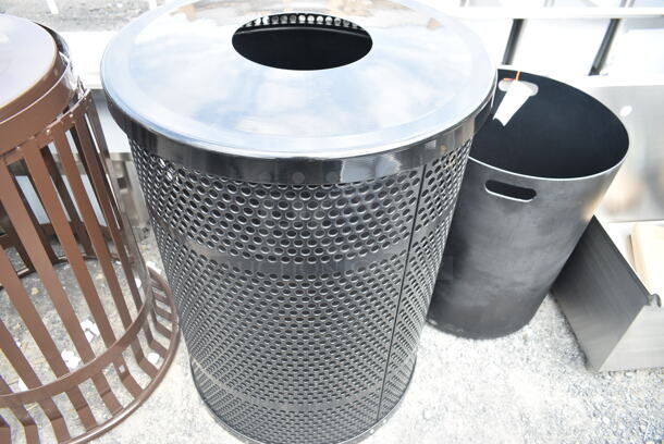 2 BRAND NEW SCRATCH AND DENT! Metal Trash Can Shell; Brown and Black Including 475RND32LINER. 2 Times Your Bid! - Image 3 of 6