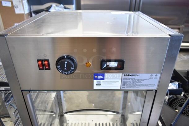 BRAND NEW SCRATCH AND DENT! ServIt 423PDW12D1S Stainless Steel Commercial 12" Full-Service Countertop Display Warmer with 4 Shelves. 120 Volts, 1 Phase. Tested and Working! - Image 6 of 8