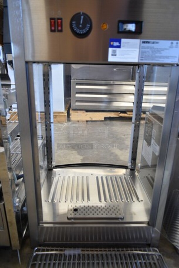BRAND NEW SCRATCH AND DENT! ServIt 423PDW12D1S Stainless Steel Commercial 12" Full-Service Countertop Display Warmer with 4 Shelves. 120 Volts, 1 Phase. Tested and Working! - Image 7 of 8
