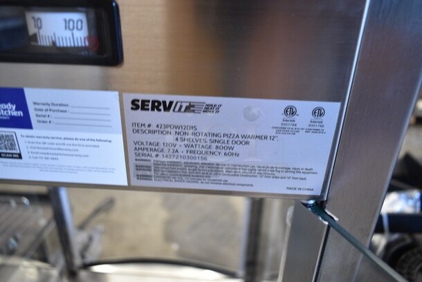 BRAND NEW SCRATCH AND DENT! ServIt 423PDW12D1S Stainless Steel Commercial 12" Full-Service Countertop Display Warmer with 4 Shelves. 120 Volts, 1 Phase. Tested and Working! - Image 8 of 8