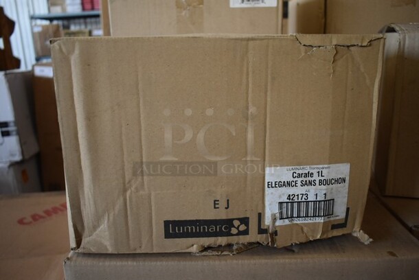 4 Boxes of 6 BRAND NEW! Luminarc Glass Carafe Decanter 1L 33 oz Elegance Sans Bouchon. 4 Times Your Bid!  - Image 2 of 3