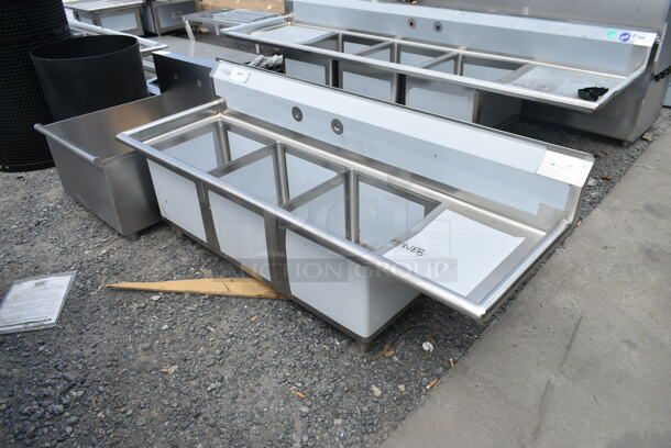 BRAND NEW SCRATCH AND DENT! KoolMore KM-SC151514-15R3 63 in. Three Compartment Commercial Sink, Bowl Size 15x15x14, 18-Gauge Stainless-Steel with Right Drainboard - Image 4 of 6