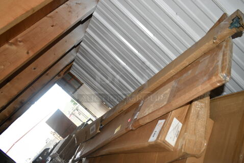 5 BRAND NEW SCRATCH AND DENT! Items Including Regency 460EGPC64 64" NSF Green Epoxy Mobile Shelving Post, 243968 17 Slot Black Shelf Liner, Cutting Board. 5 Times Your Bid! 
