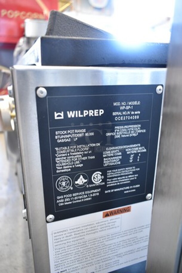BRAND NEW SCRATCH AND DENT! Wilprep WP-SP-1 Stainless Steel Commercial Countertop Propane Gas Powered Single Burner Stock Pot Range. 80,000 BTU.   - Image 9 of 9
