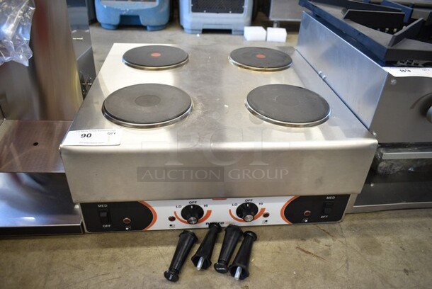 BRAND NEW SCRATCH AND DENT! 2024 Nemco 6311-4-240 Stainless Steel Electric Countertop Raised Hot Plate with 4 Solid Burners. 240 Volts, 1 Phase.  - Image 2 of 6