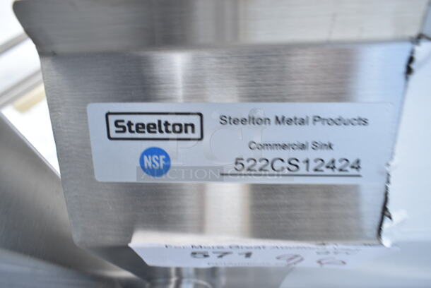 BRAND NEW SCRATCH AND DENT! Steelton 522CS12424 29 1/2" 18-Gauge Stainless Steel One Compartment Commercial Sink without Drainboard - 24" x 24" x 12" Bowl. No Legs.  - Image 3 of 4
