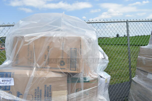 PALLET LOT of 25 BRAND NEW Boxes Including 5002WARPNAPN EcoChoice WrapNap 2-Ply Natural Kraft 1/4 Fold Dinner Napkin 16" x 16", Dart 16MJ20 16 oz. Medium Squat White Customizable Foam Food Container - 500/Case, 612FS4316 Choice Half Size Heavy-Duty Foil Steam Table Pan Extra-Deep 4 3/16" Depth - 100/Case, 966TALLFLDN Choice Kraft Natural Tall-Fold 6" x 13" Dispenser Napkin, Solo Ultra Clear™ TP7 7 oz. Clear PET Plastic Cold Cup - 1000/Case, 500CC12 Customizable Plastic Cold Cup, 130WWHSPOONH Choice White Heavy Weight Wrapped Plastic Teaspoon - 1000/Case, 90HTPF1 White Foam Square Take Out Container with Hinged Lid. 25 Times Your Bid! - Image 4 of 12