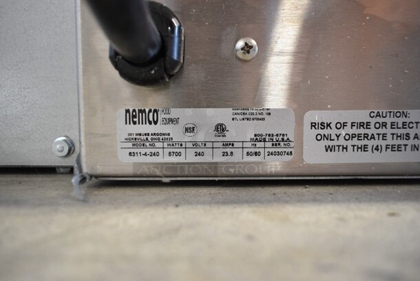 BRAND NEW SCRATCH AND DENT! 2024 Nemco 6311-4-240 Stainless Steel Electric Countertop Raised Hot Plate with 4 Solid Burners. 240 Volts, 1 Phase.  - Image 6 of 6