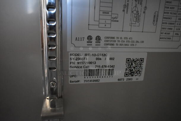 BRAND NEW SCRATCH AND DENT! 2023 KoolMore RIR-1D-SS12C Stainless Steel Commercial Single Door Reach In Cooler w/ Poly Coated Racks. 115 Volts, 1 Phase. Tested and Working! - Image 7 of 7