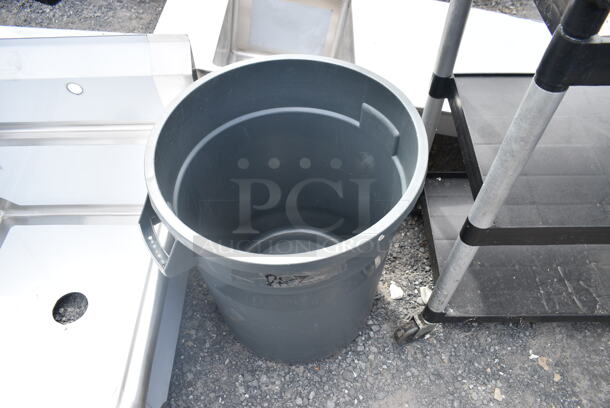 2 Items; Black Poly 3 Tier Cart and Gray Poly Trash Can. 2 Times Your Bid!  - Image 2 of 3