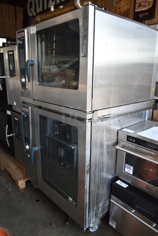 2 2015 Rational Stainless Steel Commercial Combitherm Self Cooking Center Convection Ovens on Commercial Casters. Top Model: SCC WE 62. Bottom Model: SCC WE 102. 480 Volts, 3 Phase. 2 Times Your Bid!