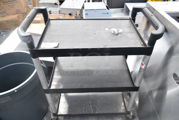 2 Items; Black Poly 3 Tier Cart and Gray Poly Trash Can. 2 Times Your Bid!  - Image 3 of 3
