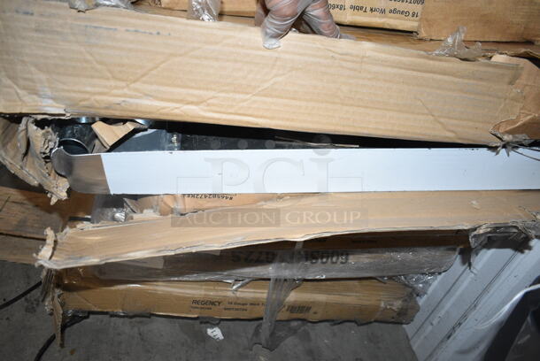BRAND NEW SCRATCH AND DENT! Steelton 522SG3072 30" x 72" 18-Gauge Stainless Steel Equipment Stand with Undershelf and Galvanized Legs. May Be Missing Pieces.  - Image 5 of 5