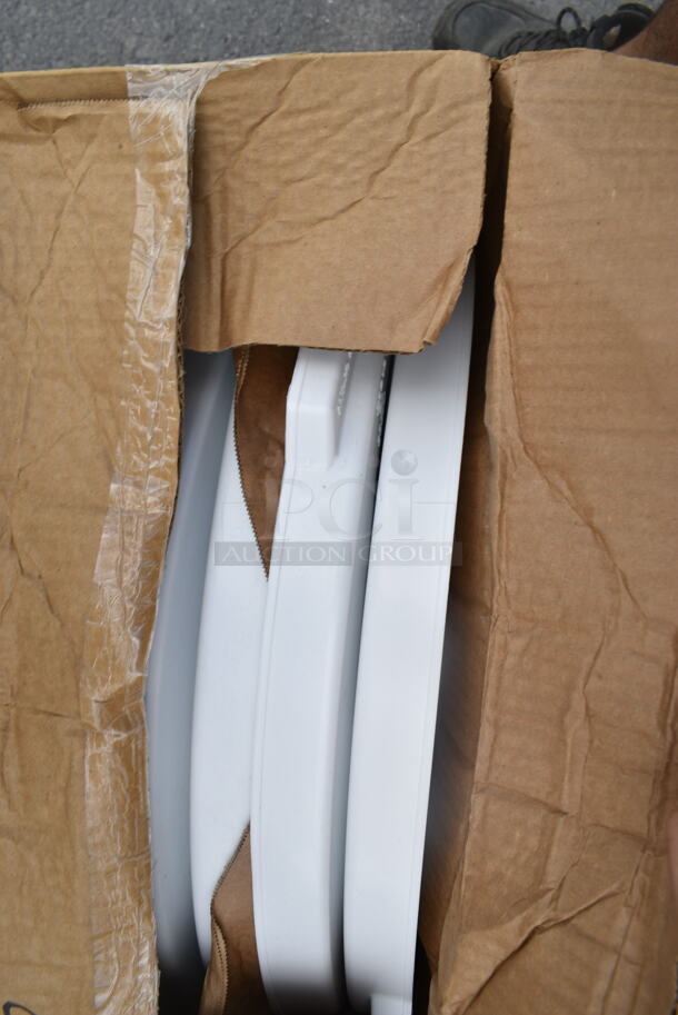 8 BRAND NEW SCRATCH AND DENT! Lavex White Round Commercial Trash Can w/ 6 Lids. 8 Times Your Bid! - Image 3 of 3