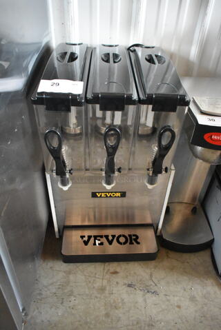 Vevor YRSJ12x3 Stainless Steel Commercial Countertop 3 Hopper Refrigerated Beverage Machine. 110 Volts, 1 Phase. Tested and Powers On But Does Not Get Cold