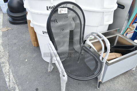 2 BRAND NEW SCRATCH AND DENT! Black Metal Outdoor Patio Chair w/ Arm Rests. 2 Times Your Bid!