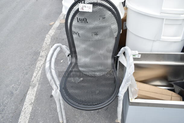 2 BRAND NEW SCRATCH AND DENT! Black Metal Outdoor Patio Chair w/ Arm Rests. 2 Times Your Bid! - Image 3 of 3
