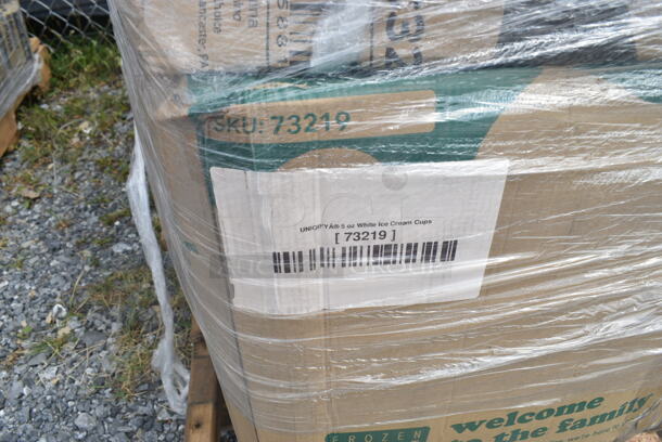 PALLET LOT of 16 BRAND NEW Boxes Including 395TP09 EcoChoice Compostable Sugarcane / Bagasse 9" Plate, Dart 16J16 16 oz. White Customizable Foam Cup - 1000/Case, 127P400B Choice 4 oz. Black Plastic Souffle Cup / Portion Cup - 2500/Case. 16 Times Your Bid! - Image 2 of 12