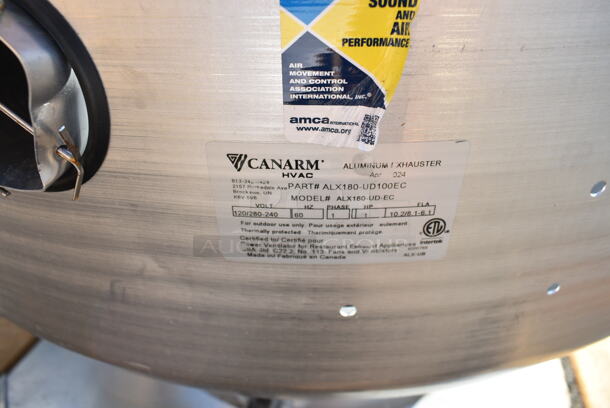 BRAND NEW SCRATCH AND DENT! Canarm ALX180-UD-EC 18 1/4" Variable Speed Upblast Direct Drive Aluminum Exhauster ALX180-UD100EC - 3400 CFM, 1200 RPM, 120/240V, 1 Phase - Image 6 of 6
