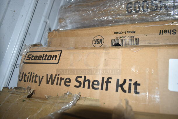 BRAND NEW SCRATCH AND DENT! Steelton 465B2472KE4 24" x 72" NSF Black Epoxy 4-Shelf Kit with 72" Posts. May Be Missing Pieces.  - Image 4 of 5