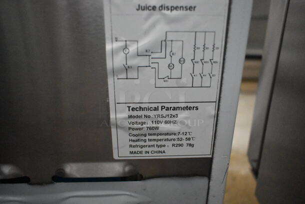 Vevor YRSJ12x3 Stainless Steel Commercial Countertop 3 Hopper Refrigerated Beverage Machine. 110 Volts, 1 Phase. Tested and Powers On But Does Not Get Cold - Image 7 of 7