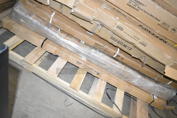 BRAND NEW SCRATCH AND DENT! Regency 600T3072G 30" x 72" 18-Gauge 304 Stainless Steel Commercial Work Table with Galvanized Legs and Undershelf. May Be Missing Pieces.  - Image 2 of 4