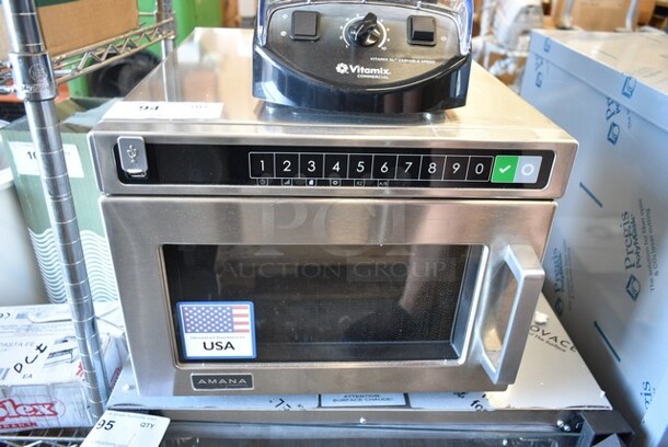 BRAND NEW SCRATCH AND DENT! 2024 Amana HDC212 Heavy-Duty Stainless Steel Commercial Microwave. 208/240 Volts, 1 Phase.  - Image 2 of 5