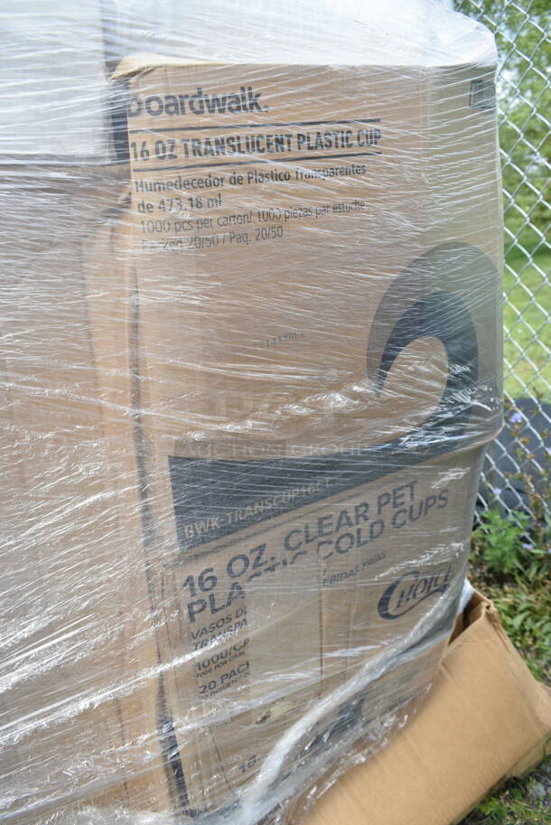 PALLET LOT of 16 BRAND NEW Boxes Including 395TP09 EcoChoice Compostable Sugarcane / Bagasse 9" Plate, Dart 16J16 16 oz. White Customizable Foam Cup - 1000/Case, 127P400B Choice 4 oz. Black Plastic Souffle Cup / Portion Cup - 2500/Case. 16 Times Your Bid! - Image 12 of 12